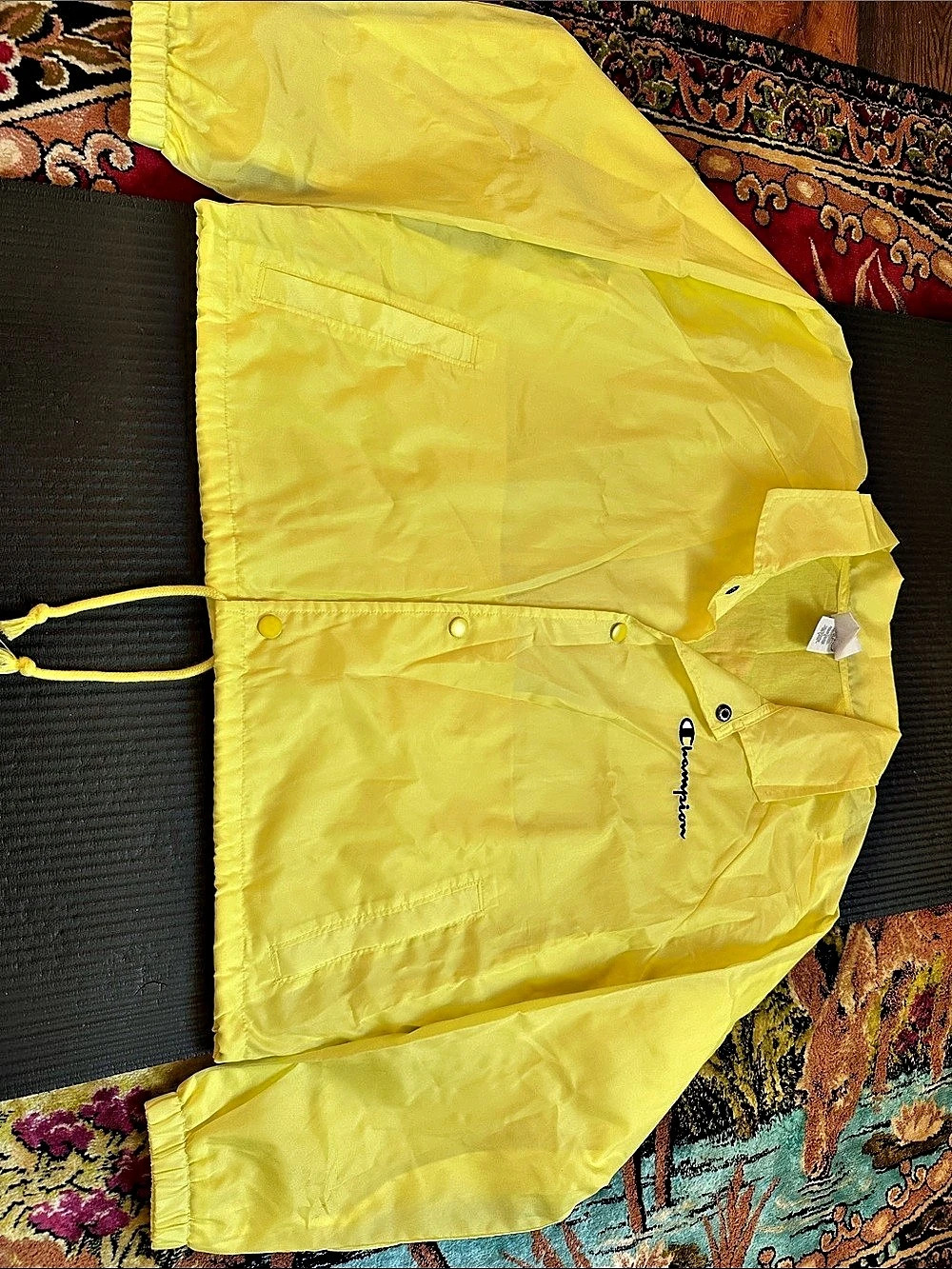 Champion Coaches Jacket Yellow Nylon Windbreaker XL